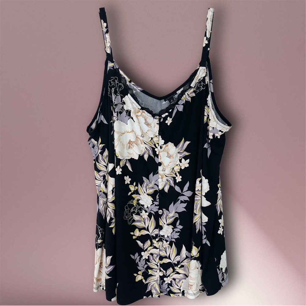 Floral Black and Cream Women's Top